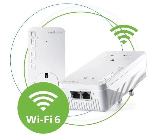 devolo Magic 2 WiFi 6 Starter Kit Twin Pack, Up to 2400 Mb/s