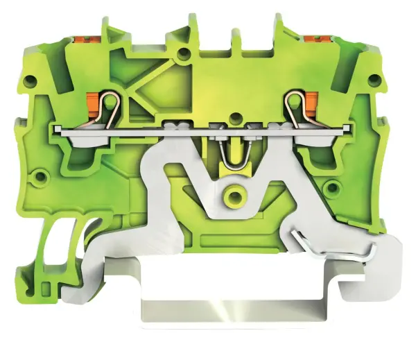 WAGO 2 Conductor Ground Through Terminal Block with Push Button, Green