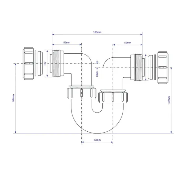 McAlpine Syfon P Biegnący Biały 40mm