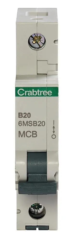 CRABTREE - Loadstar 20A Einpoliger LS-Schalter, B-Kennlinie, 6kA