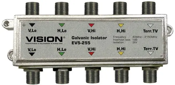 VISION 5-Core AC/DC Galvanic Isolator, 2kV Isolation, 85-2,400MHz