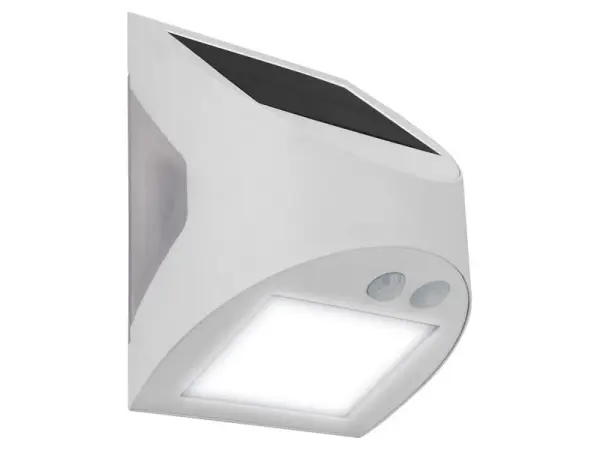 גוף תאורת קיר סולארי חיצוני Masterplug Prysm עם חיישן PIR - לבן