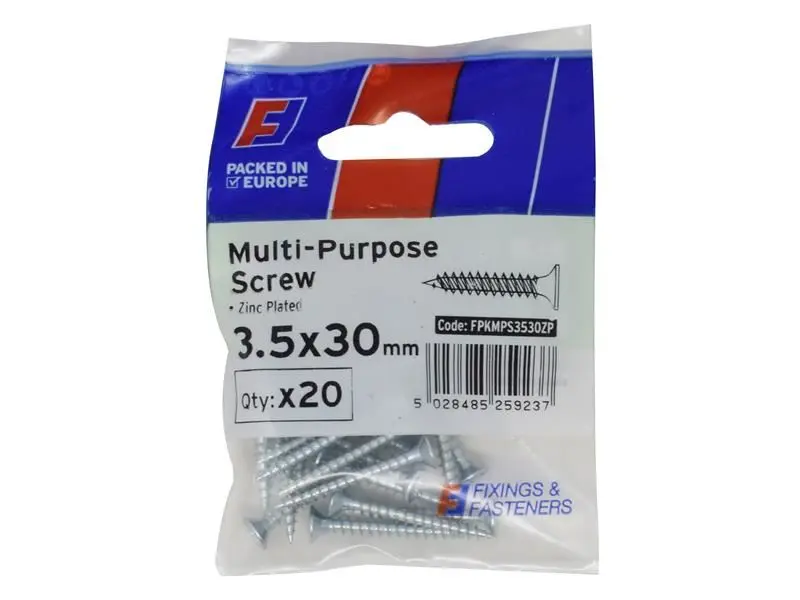 ForgeFix Multi-Purpose Pozi Screws CSK ST ZP 3.5x30mm, Pack of 20