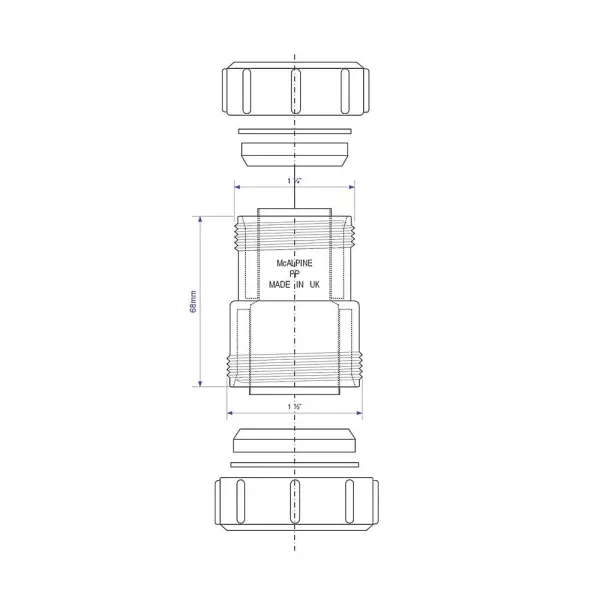 McAlpine Biała Prosta Złączka Ściekowa ST28M 32/40mm x 1''