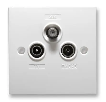 ANTIFERENCE 트리플렉스 UHF VHF SAT 벽면 플레이트, 화이트