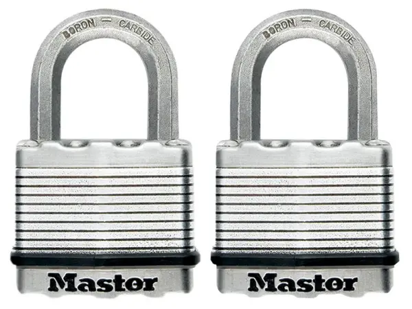 Master Lock Excell 50mm Padlock, 25mm Shackle - Keyed Alike x 2