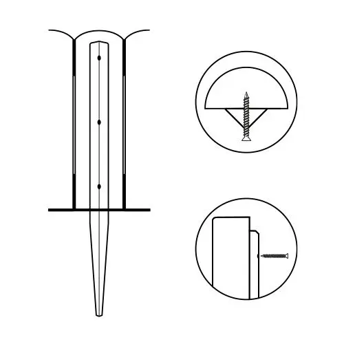 Timco - Piquet d'ancrage à rouleau galva, 450 × 23 × 23 mm