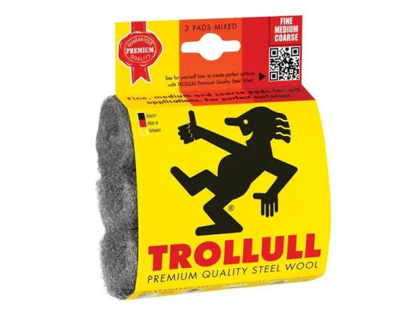 Trollull スチールウールパッド 3枚組 3段階の粗さ