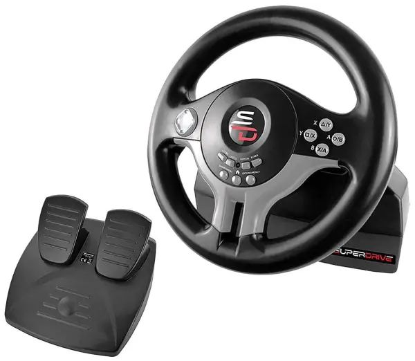 Subsonic Superdrive SV200 Steering Wheel & Pedal Set, 8.5 inch