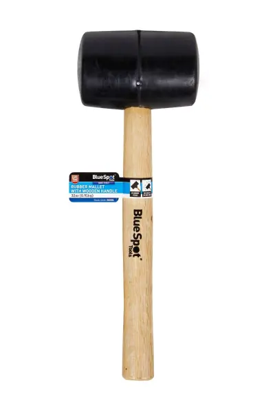 Blue Spot Tools 32oz 黑色橡胶锤带木柄
