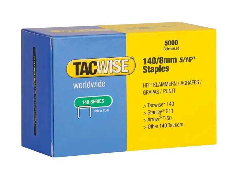 Tacwise 140 Galvanised Staples 8mm (Pack of 5,000)