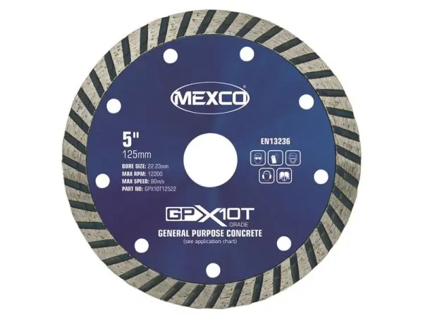 MEXCO GP Concrete Turbo Diamond Blade - 125 x 22mm
