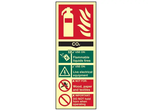 Scan Photoluminescent CO2 Fire Extinguisher Sign 75 x 200mm
