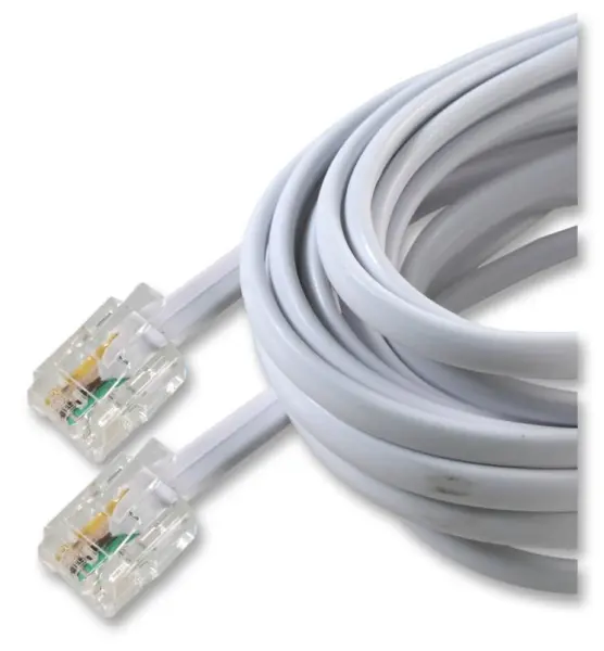 PRO SIGNAL Cable de Extensión ADSL RJ11 Macho a Macho, Blanco, 15m