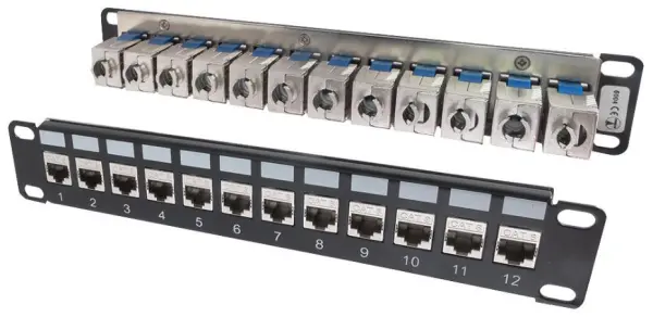 TUK miniMEDIA 10in Keystone Patch Panel, 12x Cat8 Modules
