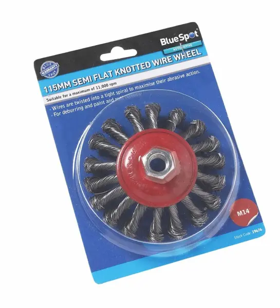 Blue Spot Tools 115mm M14 Semi-Flat Twist Knot Wire Wheel Brush