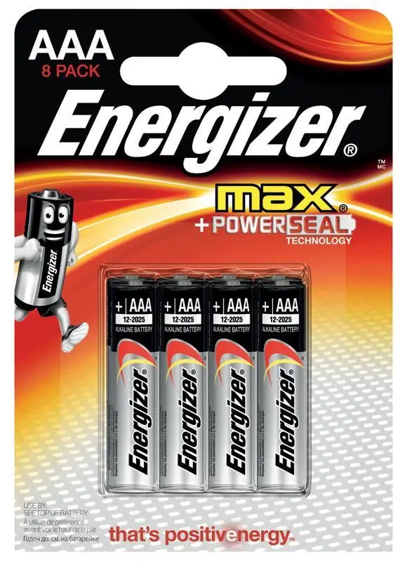 Energizer סוללות אצבע (AAA) אלקליין, חבילת 8