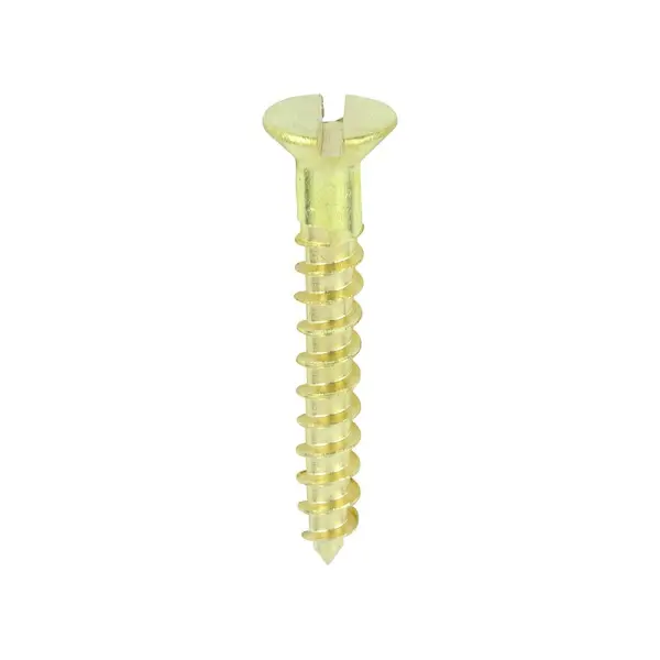 Timco Solid Brass Timber Screws (6 x 1in, Slot Head, 200pcs)