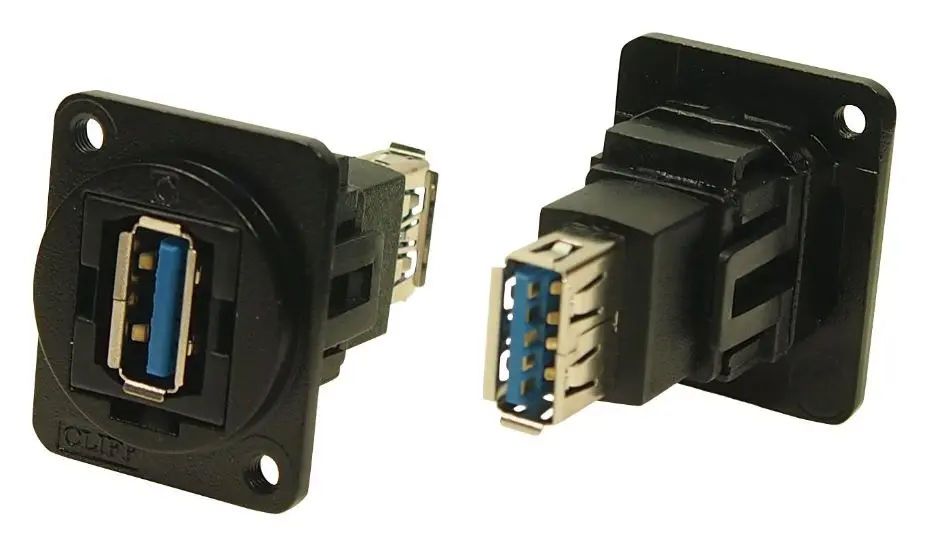 CLIFF USB 3.0 A 패널 마운트 피드스루 커넥터, 블랙 메탈