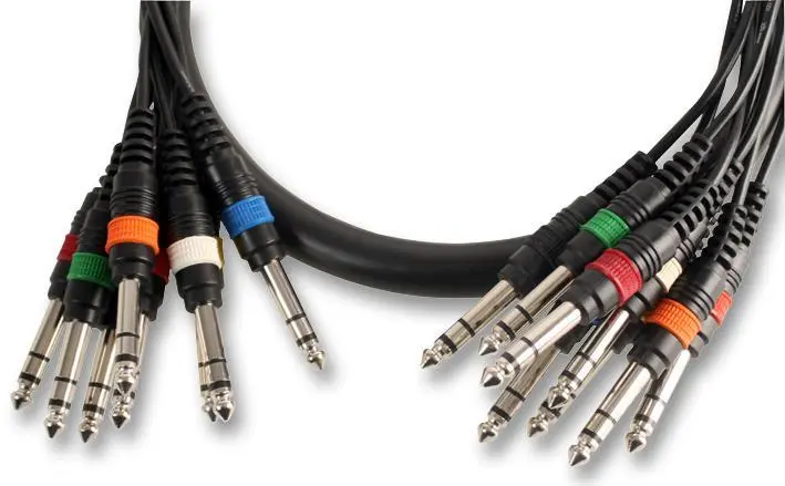 PULSE - Litar 8 Laluan 6.35mm (1/4 inci) Stereo Jack Helang ke Plug, 5m Hitam