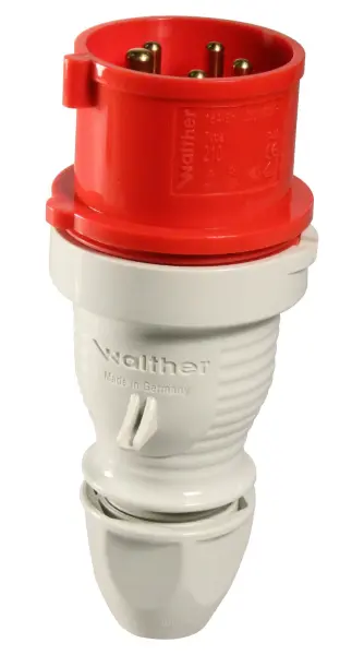 WALTHER - 415V, Cable Mount CEE Plug, 3P+N+E, Red, IP44 - 16A