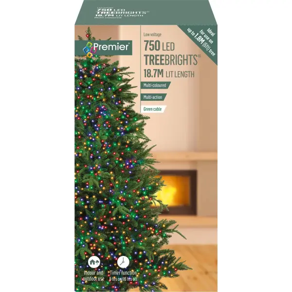Premier Decorations 750 LED Πολύχρωμα Φώτα Δέντρου TreeBrights με Χρονοδιακόπτη
