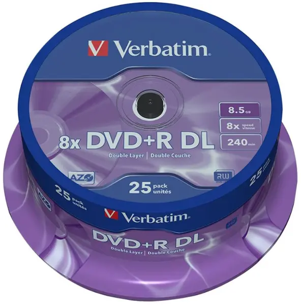 VERBATIM DVD+R DL vierges 8x, 8,5 Go, Paquet de 25