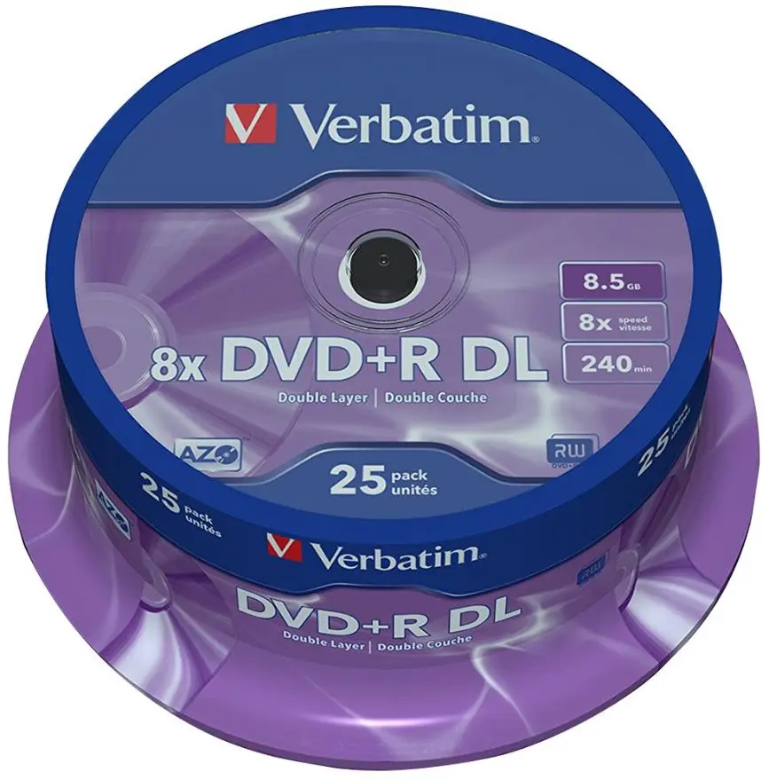 VERBATIM 8x DVD+R DL Lege Schijven, 8.5GB, 25 stuks