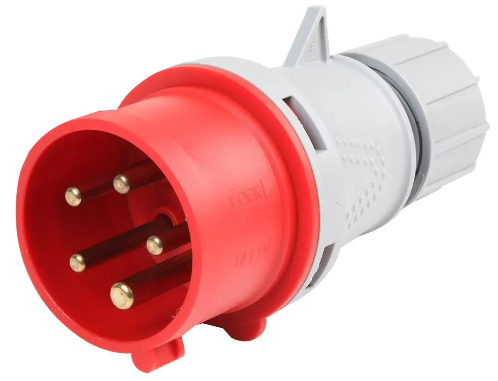 PRO ELEC 16A CEE Plug, 400V, Red, IP44, Cable Mount