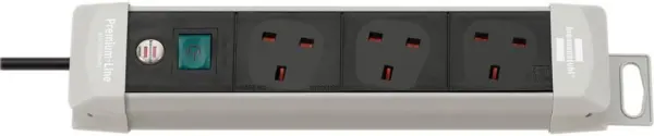 BRENNENSTUHL Premium-Line Multiprise 3 Prises, 3m, Noir/Gris Clair
