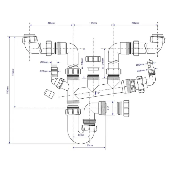 McAlpine - Συμπιεστική Παγίδα P για Νιπτήρα & Συσκευές, Λευκή, 40mm