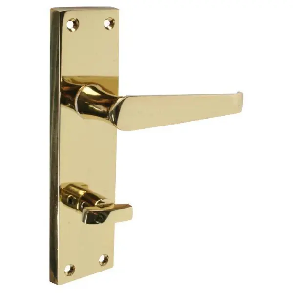 VIBE Victorian Straight Bathroom Door Handles Pair, Brass