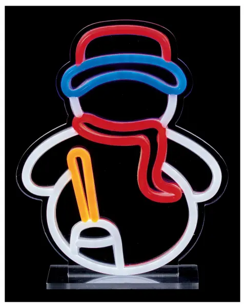 Premier Decorations 25cm Table Top Lit Neon Sign, Snowman