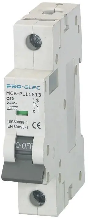 Pro Elec - 50A 單極 C型微型斷路器, 10kA