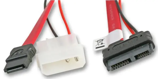 AKASA Internes 7-Pin-SATA + 4-Pin-Molex zu 13-Pin-Slim-SATA Strom- und Datenkab