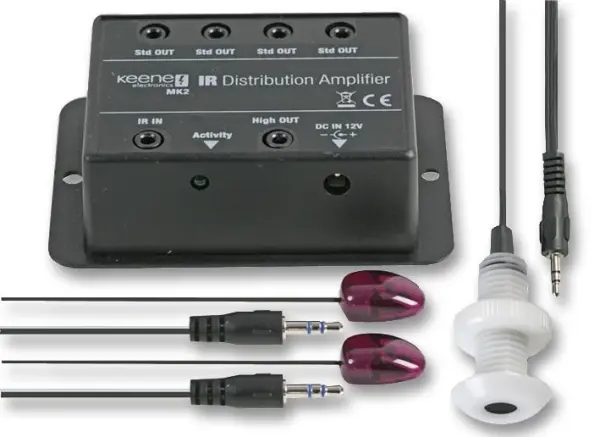 KEENE ELECTRONICS Kit Amplificador de Distribución IR con 4 Salidas - Blanco