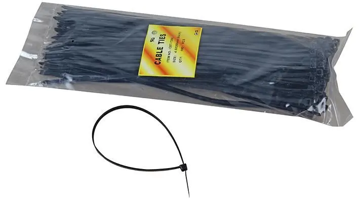 PRO POWER Nylon Cable Ties, 300x4.6mm, Black (Pack of 100)