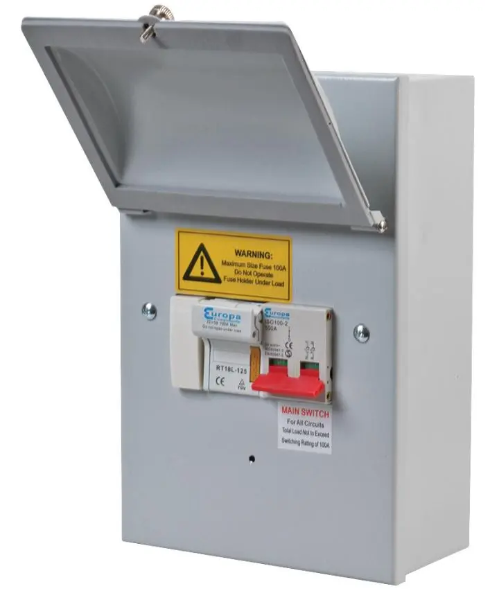 EUROPA 100A 단상 퓨즈 스위치, IP54, 금속 인클로저