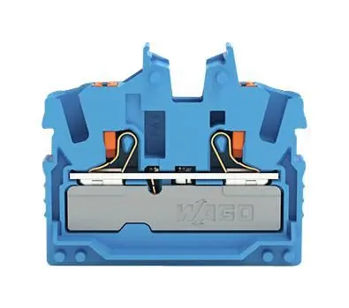 WAGO 2-Conductor Miniature DIN Rail Terminal Block, Blue, 24A