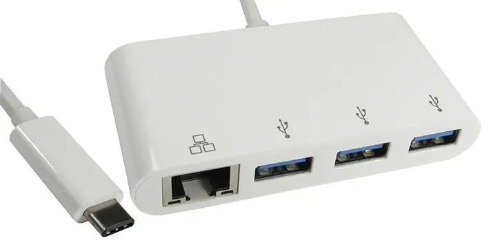 PRO SIGNAL - USB-C zu 3 Port USB 3.0 Hub mit Gigabit Ethernet