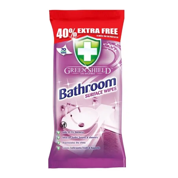 Green Shield Bathroom Surface Wipes, 70 Pack