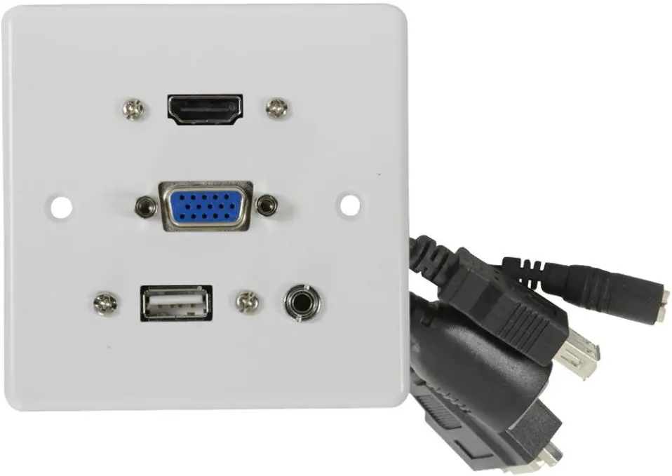 AV:LINK 1-Gang Multimedia Wall Plate with HDMI, VGA, USB & Audio