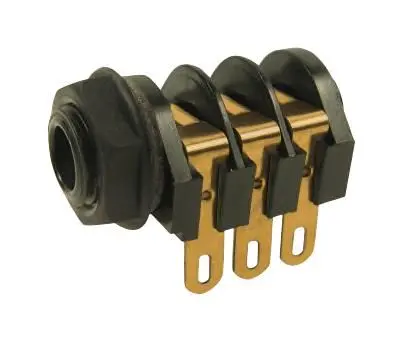CLIFF 6.35mm Gold Plated Stereo Jack Socket, Panel Mount, Solder Tags