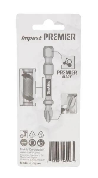 Makita Impact Premier 扭力螺絲批頭 50mm 2件裝 PZ2