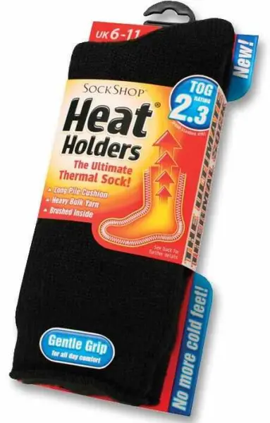 Heat גרביים תרמיים 2.3 Tog, שחור, מידה 6-11 UK