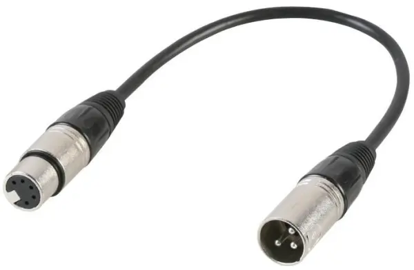 Pulse - Adaptor DMX Μετάβασης από 3-Pin XLR (Male) σε 5-Pin XLR (Female), 220mm