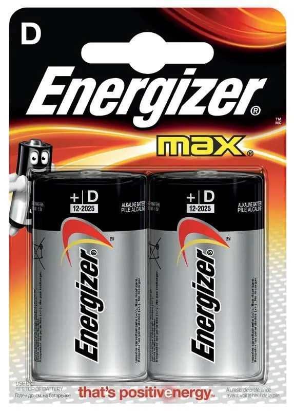 Energizer Max Alkaline D Batteries, 2 Pack
