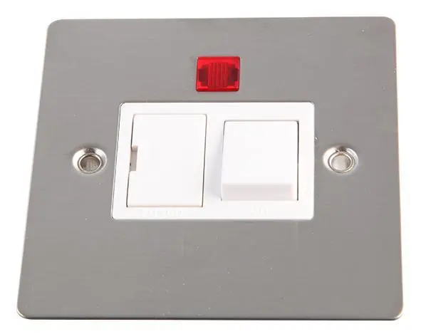 VOLEX 13A DP Διακοπτής Πόρτας με Νέον, Ανοξείδωτο & Λευκό