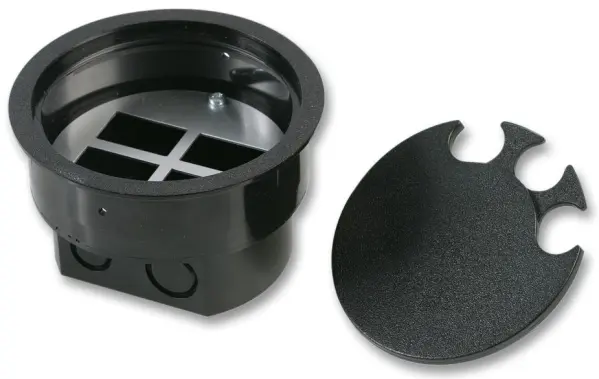 PRO ELEC Circular Floor Box with RJ45 Plate, Black, 125mm