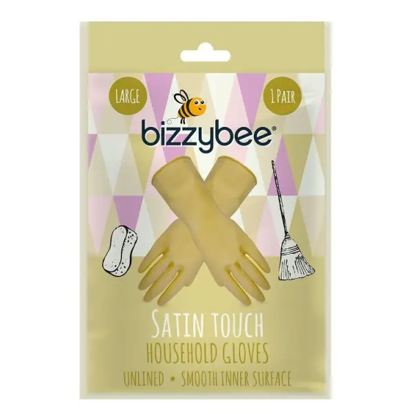 Bizzybee Satin Touch Unlined Household Gloves Large